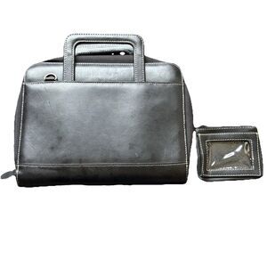 Vintage Day-Timer Black Leather Portfolio Organizer Folio Set w/ Wallet 8x10